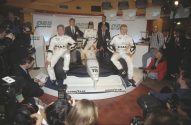 20 Jan 1997:  Tyrrell drivers Jos Verstappen of Holland (left), Toranosuke Takagi of Japan (centre)