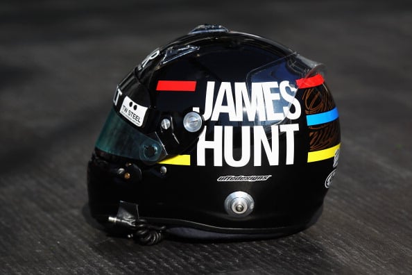 Kimi Räikkösen James Hunt -kypärä vuodelta 2013.