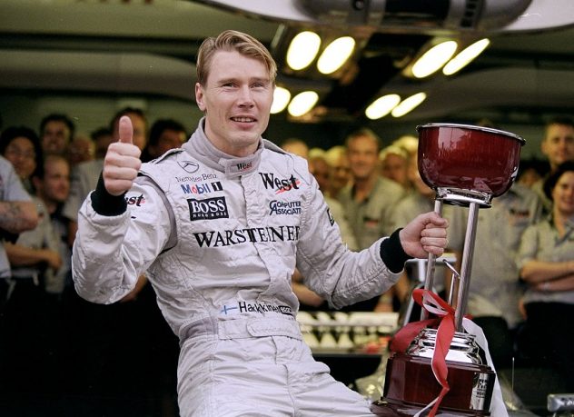 Race winner Mika Hakkinen of Finland